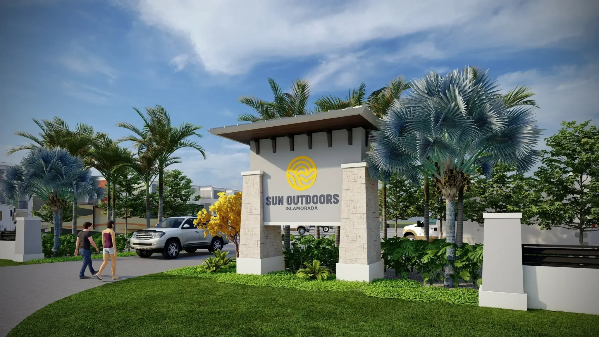 Sign for Sun Outdoors Sarasota entrance.